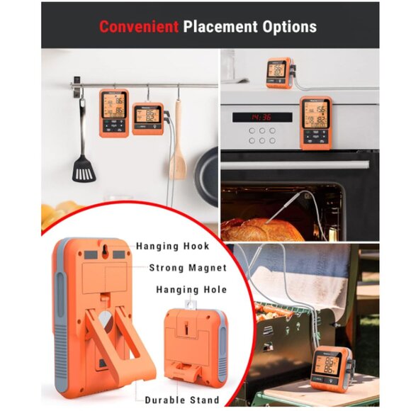 ThermoPro Cooking Thermometer Bundle LCD, Alarm, Preset Temp, 500 FT - Picture 8 of 11